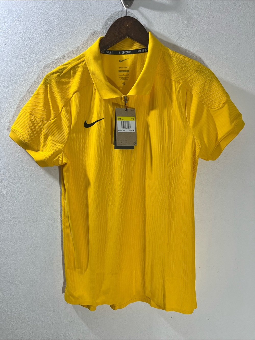 Nike Court Dri-FIT ADV Slam Tennis Polo Shirt Gold Mens Size Small HQ0792-728